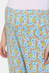 Zivame Maternity Retro Flowers Knit Cotton Pyjama Set - Cyan Blue — thumbnail 7